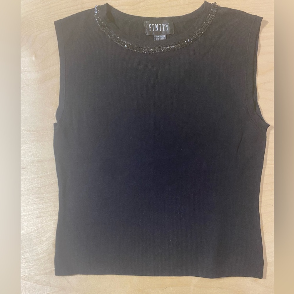 Finity Black Tank Top with Sequin Detail XL (QS)